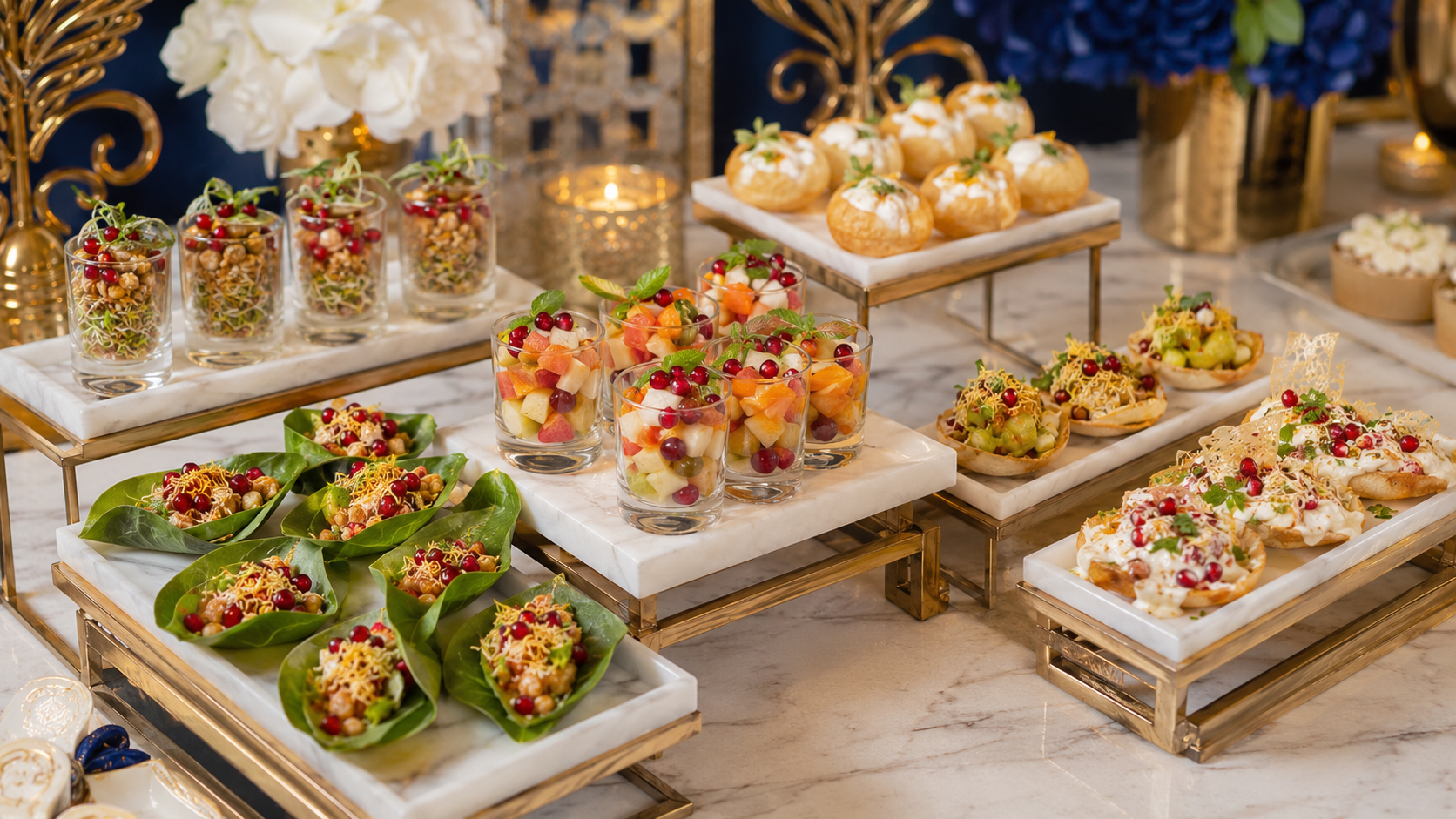 Premium and healthy chaat presentation for an Indian wedding