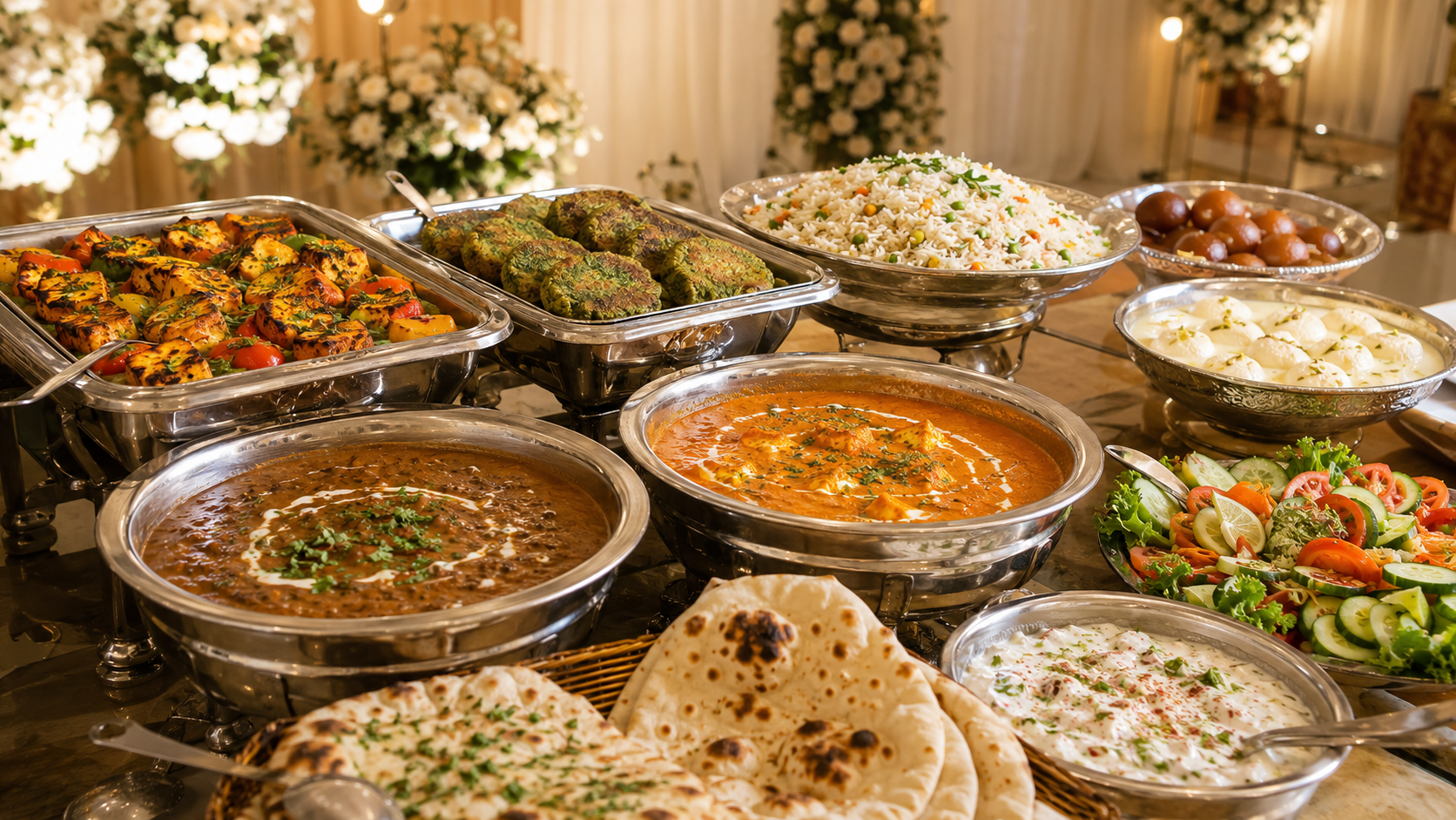 Premium Indian wedding buffet menu for 100 guests