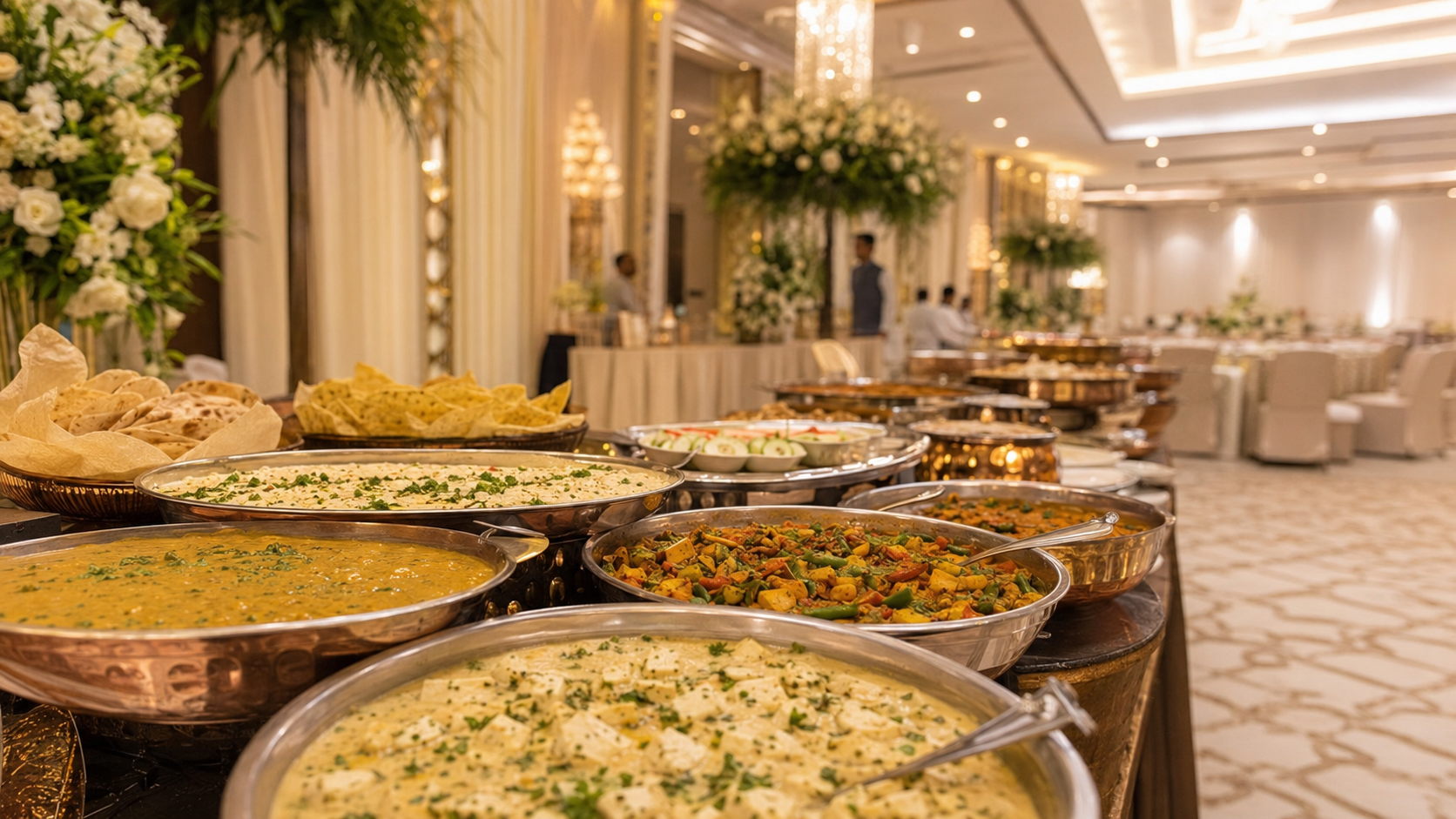 Premium vegetarian buffet for an Indian Jain wedding menu
