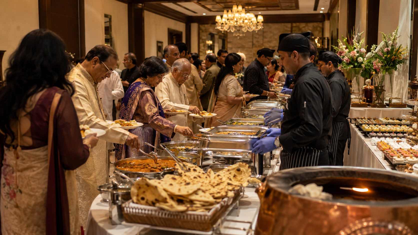 Organised Indian buffet service for 50 guests