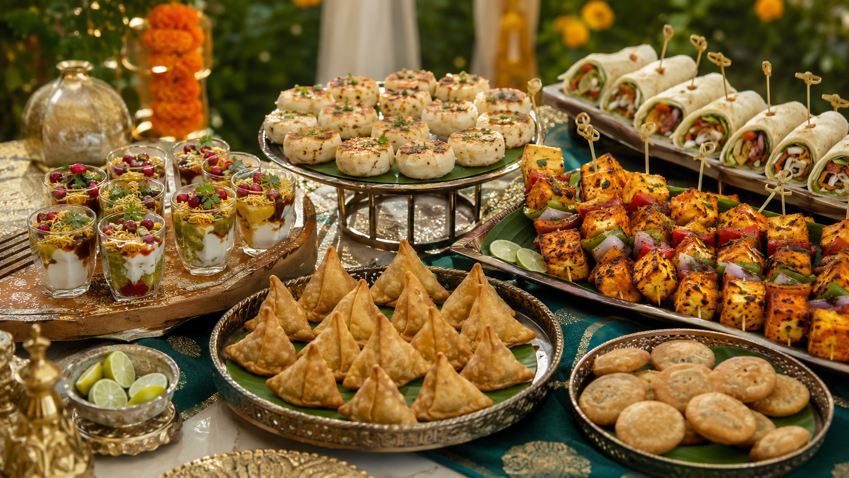 One-hand finger food menu for an Indian Mehndi ceremony
