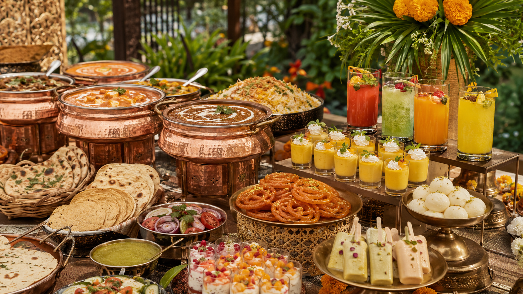 Live chaat and mocktail counters for a Mehndi function