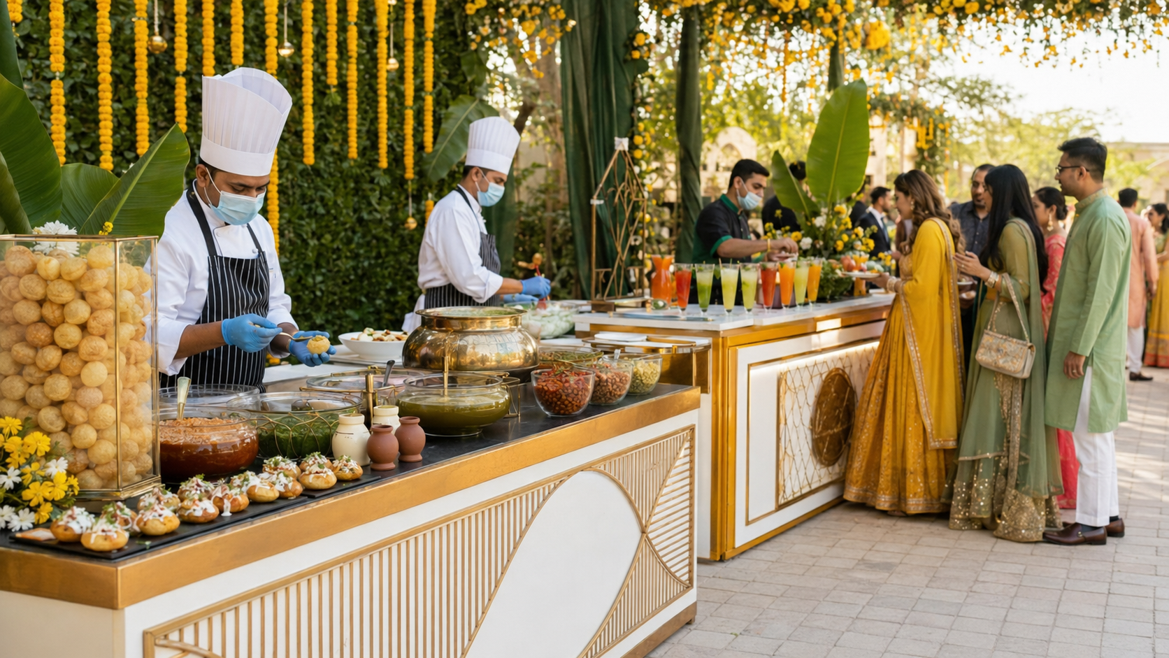 Indian Mehndi lunch menu with main course desserts and drinks