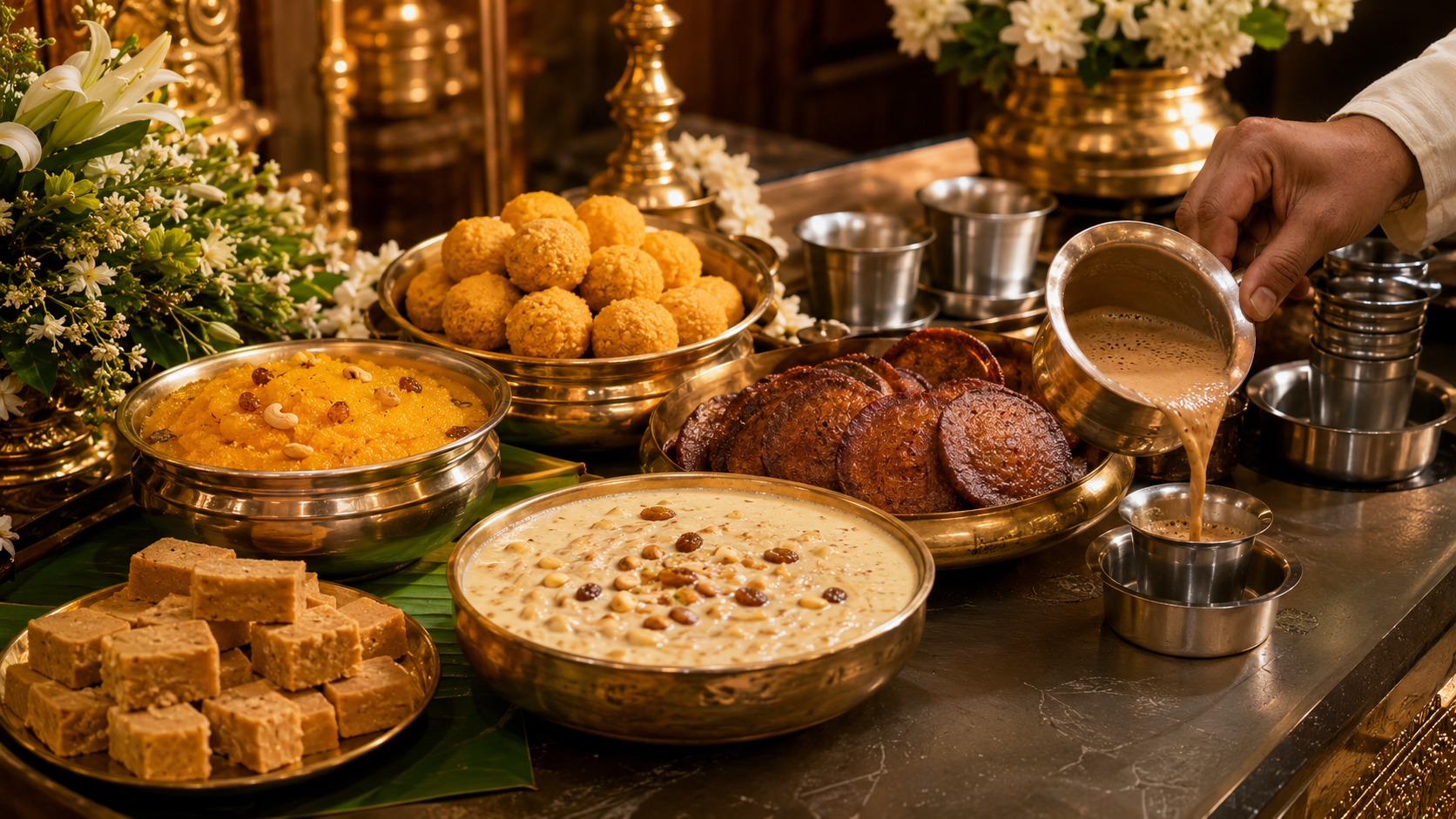 South Indian wedding desserts and traditional filter coffee counter