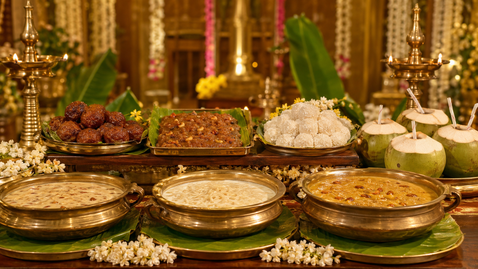 Kerala wedding dessert menu with traditional payasam and sweets