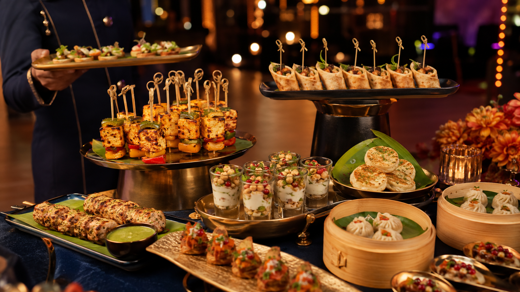 Indian Sangeet starters and finger food menu with vegetarian appetisers