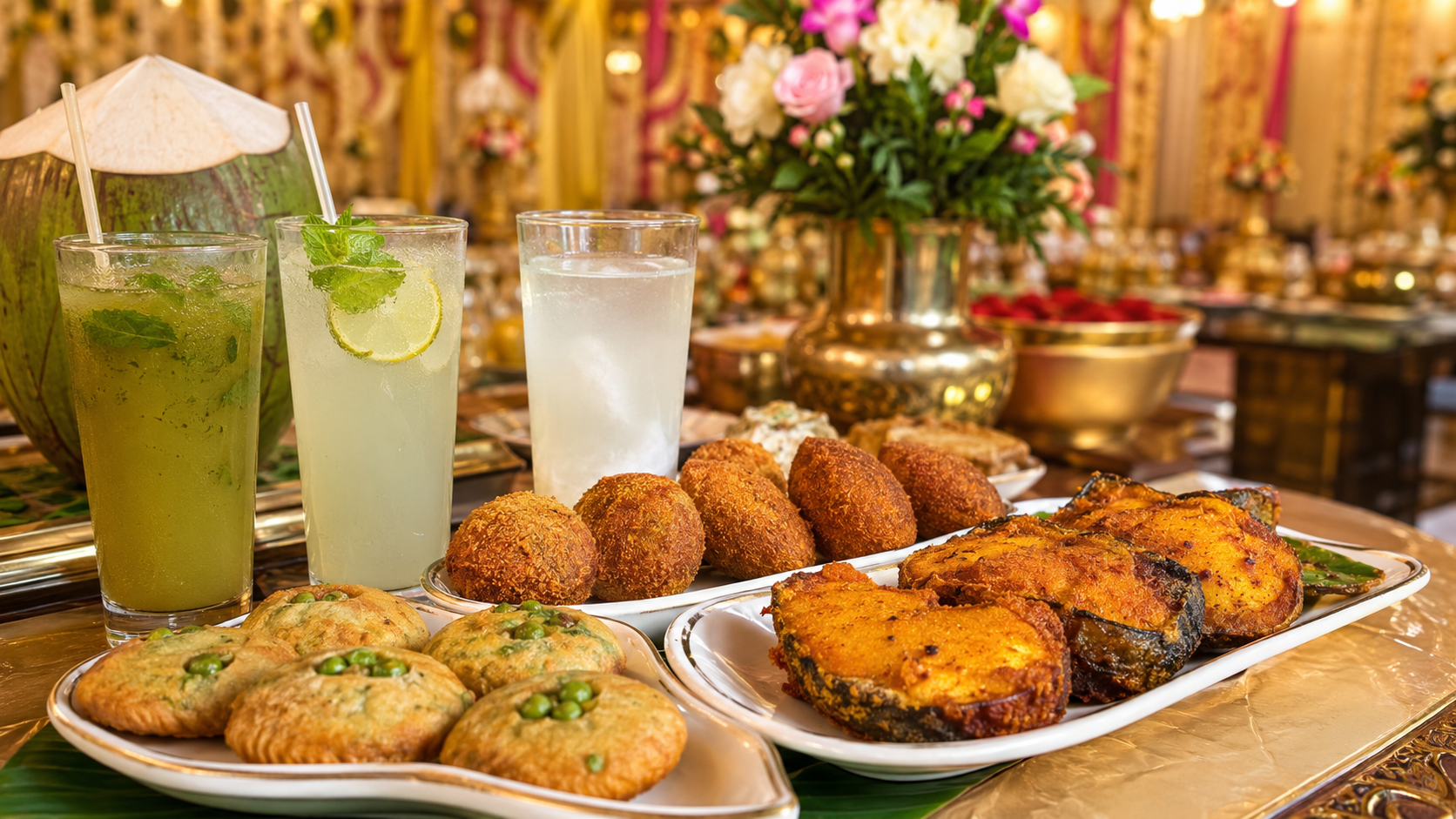 Bengali wedding food menu list with welcome drinks and traditional starters