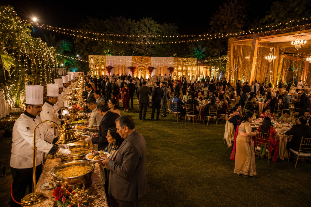 catering cost for 200 guests in Dehradun - large wedding buffet setup