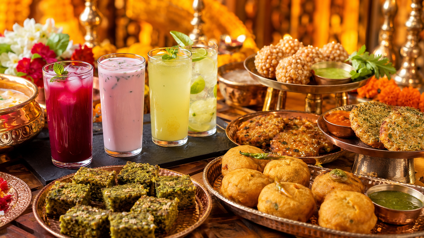 Maharashtrian wedding welcome drinks with traditional Marathi starters
