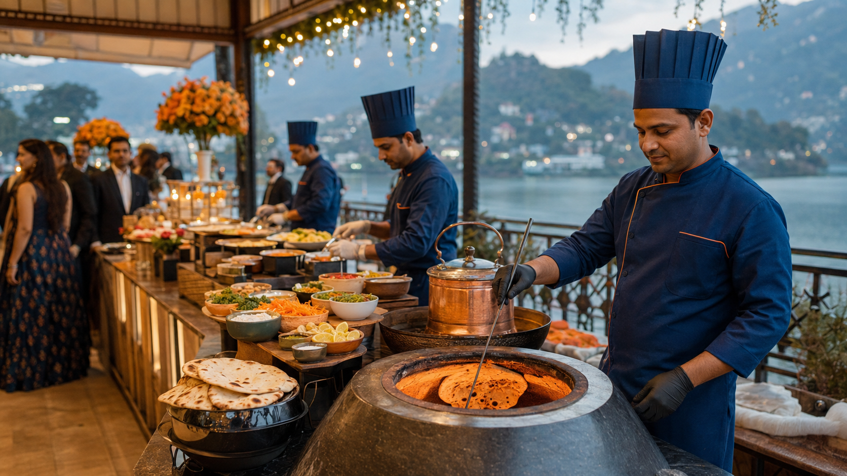 Live food counters operated by wedding caterers in Nainital