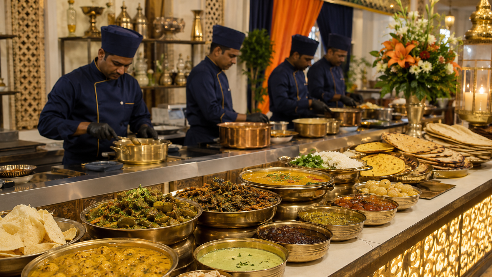 Jain friendly Marwari wedding food buffet with separate preparation