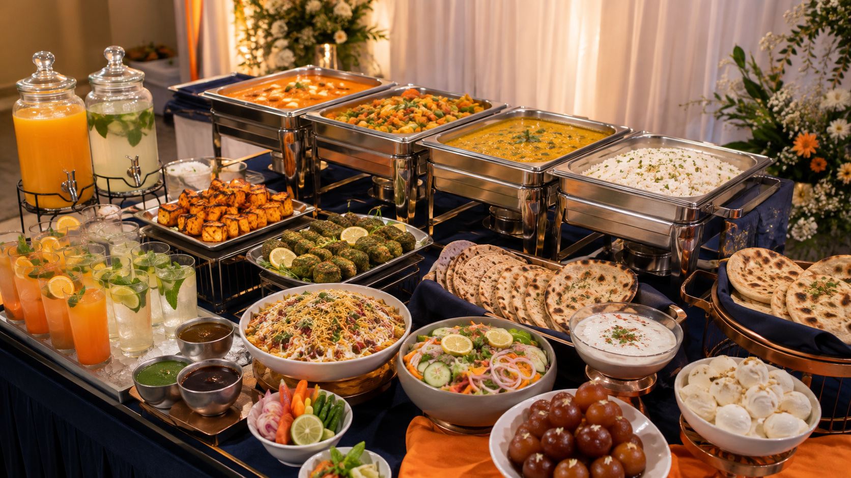 Indian wedding food menu list with price for a vegetarian buffet