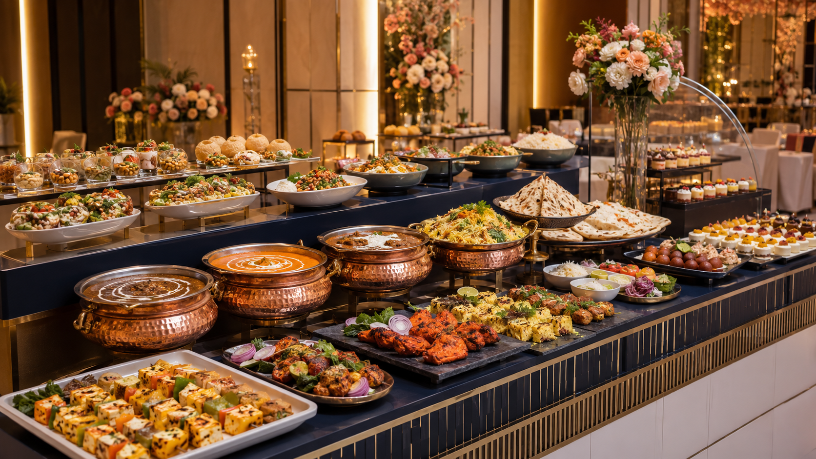 Premium Indian wedding menu with price and live food counters